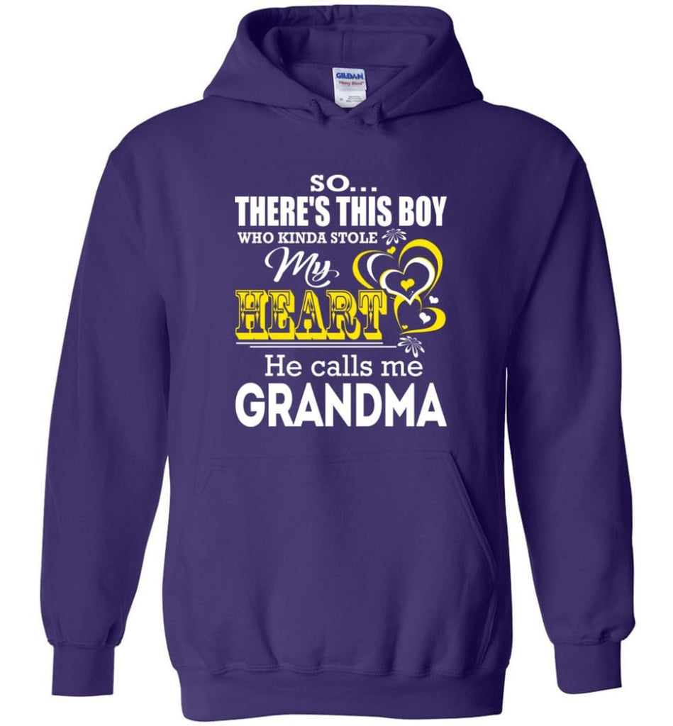 This Boy Who Kinda Stole My Heart He Calls Me Grandma Hoodie - Purple / M