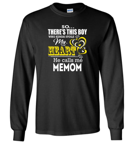 This Boy Who Kinda Stole My Heart He Calls Me Memom - Long Sleeve T-Shirt - Black / M