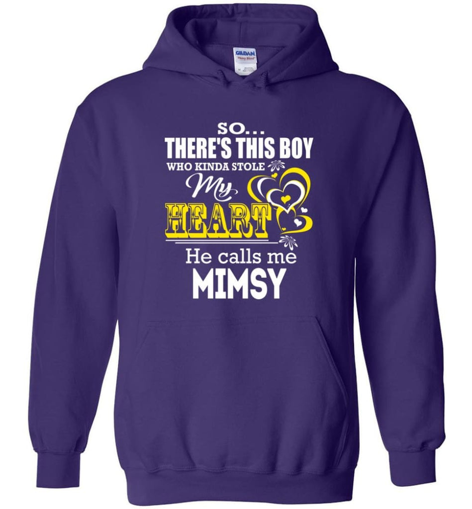 This Boy Who Kinda Stole My Heart He Calls Me Mimsy - Hoodie - Purple / M