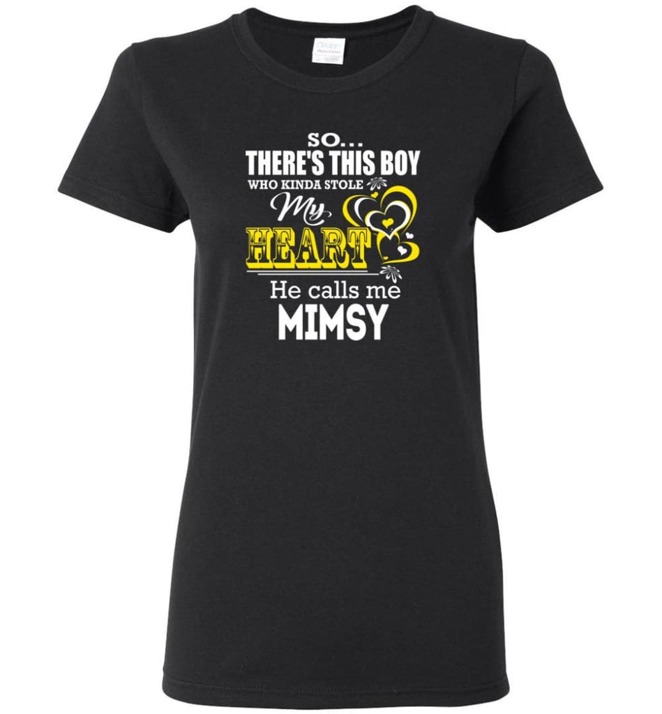 This Boy Who Kinda Stole My Heart He Calls Me Mimsy Women Tee - Black / M