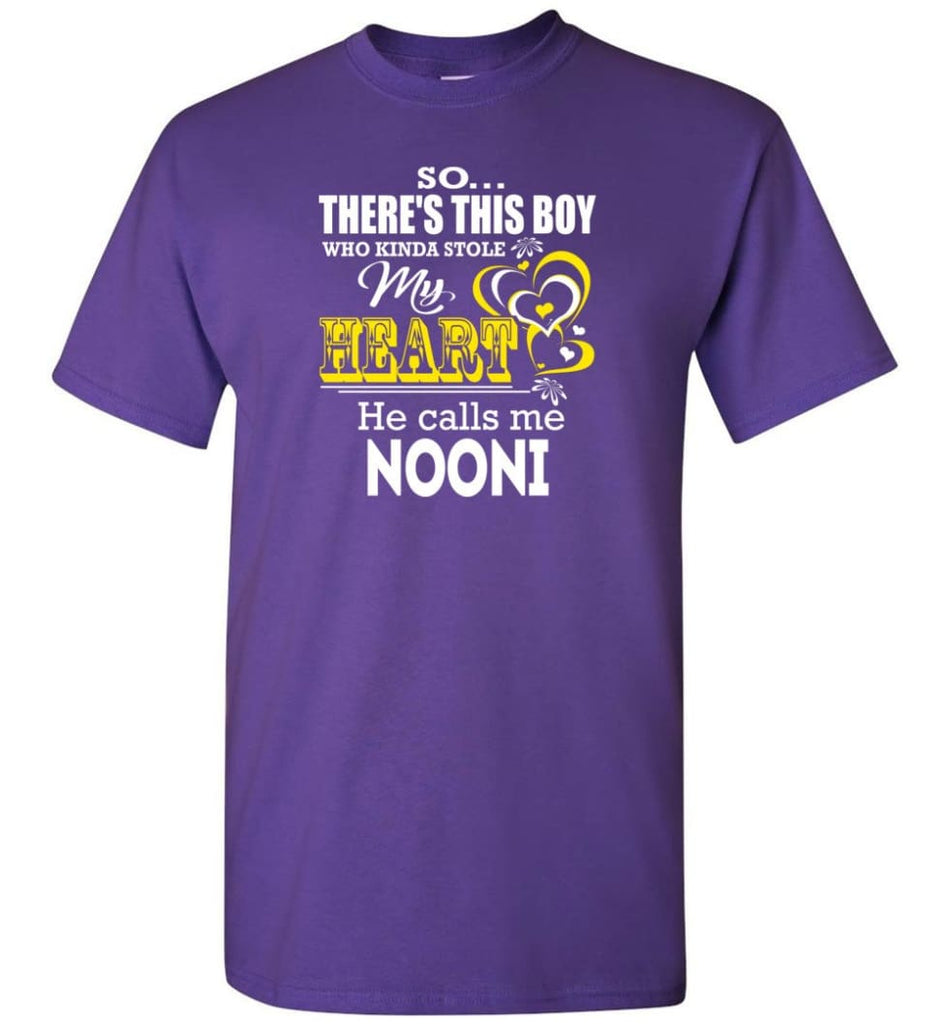 This Boy Who Kinda Stole My Heart He Calls Me Nooni - Short Sleeve T-Shirt - Purple / S