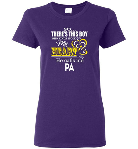 This Boy Who Kinda Stole My Heart He Calls Me Pa Women Tee - Purple / M