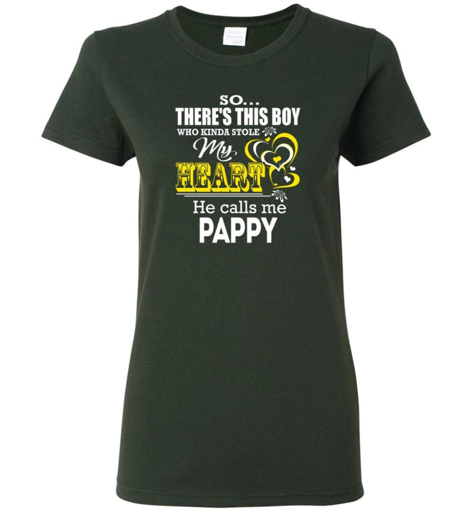 This Boy Who Kinda Stole My Heart He Calls Me Pappy Women Tee - Forest Green / M