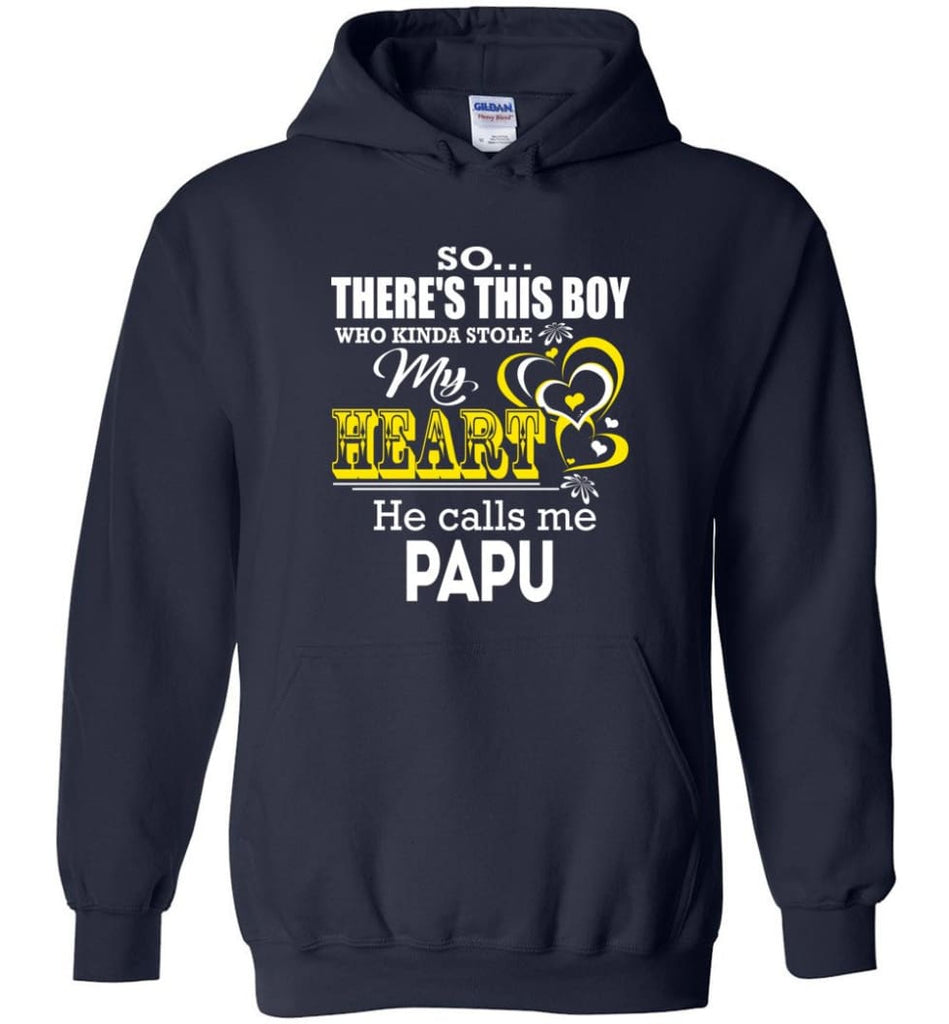This Boy Who Kinda Stole My Heart He Calls Me Papu - Hoodie - Navy / M