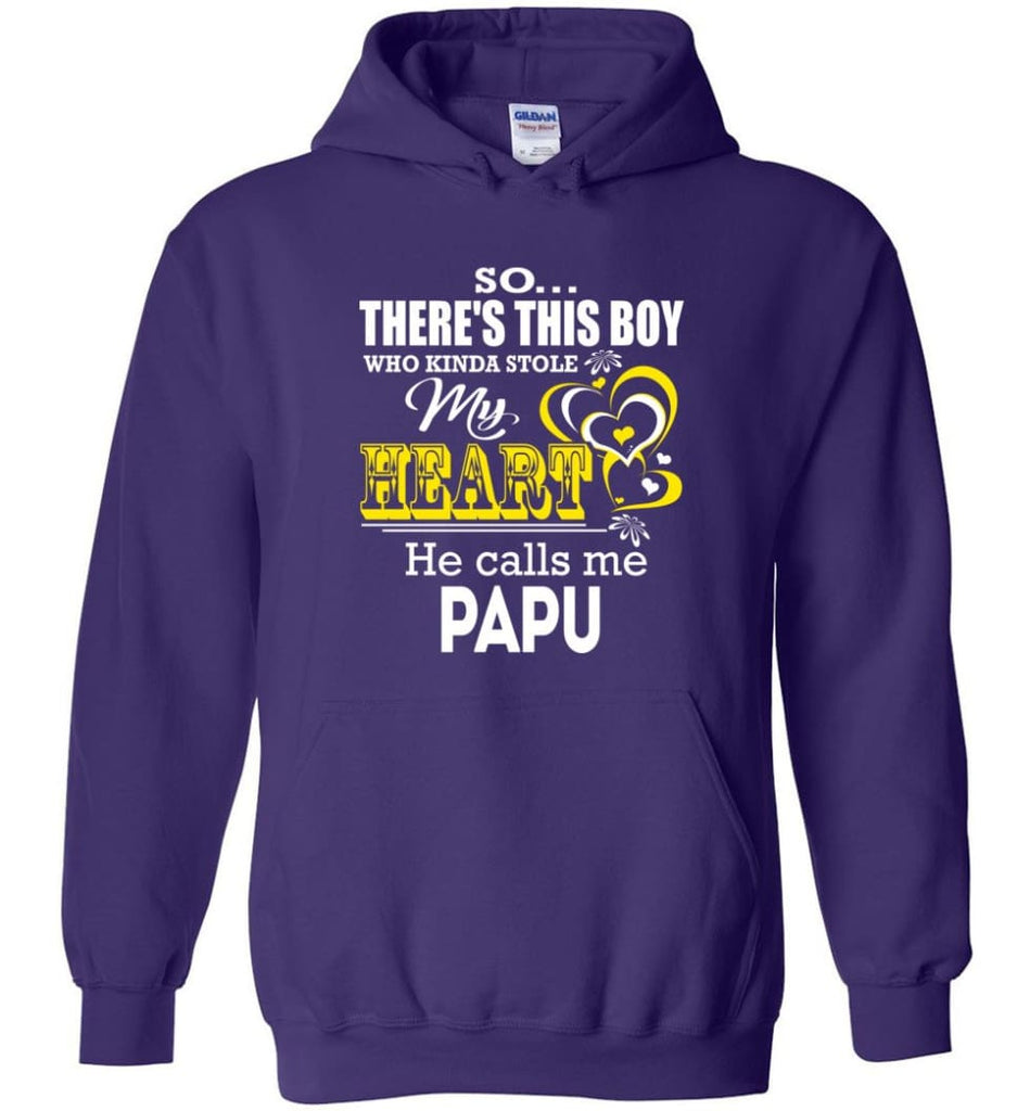 This Boy Who Kinda Stole My Heart He Calls Me Papu - Hoodie - Purple / M