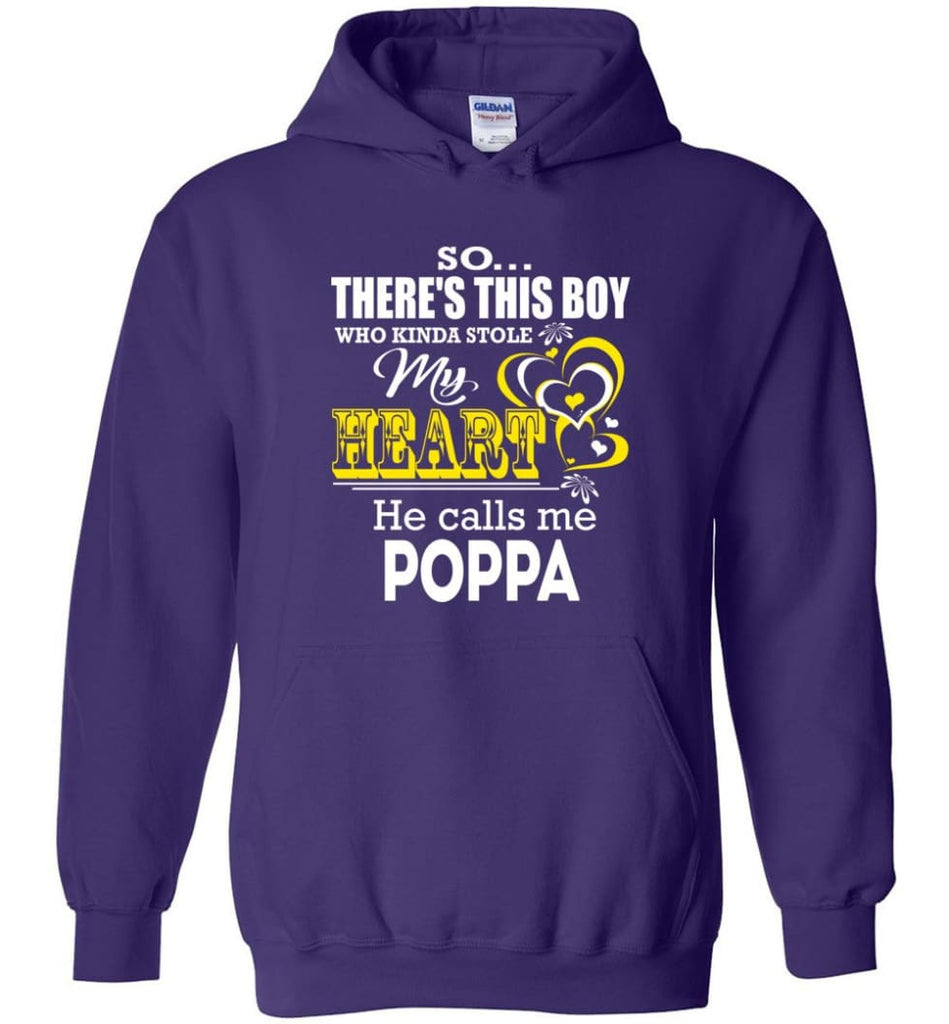 This Boy Who Kinda Stole My Heart He Calls Me Poppa - Hoodie - Purple / M