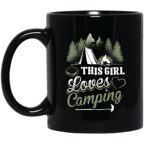 This Girl Lover Camping Funny Happy Gift for Camper 11 oz Black Mug - Black / One Size - Drinkware