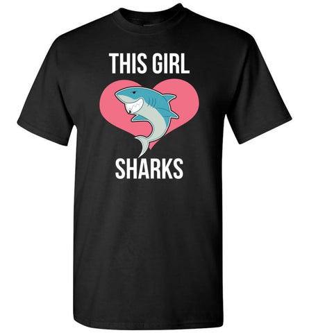 This Girl Loves Sharks Shark Lover Graphic Tee T-Shirt - Black / S