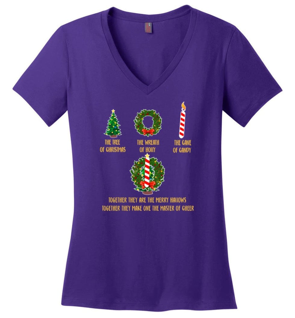 Together They Are Merry Hallows Together They Make One The Master Of Cheer - Ladies V-Neck - Purple / M