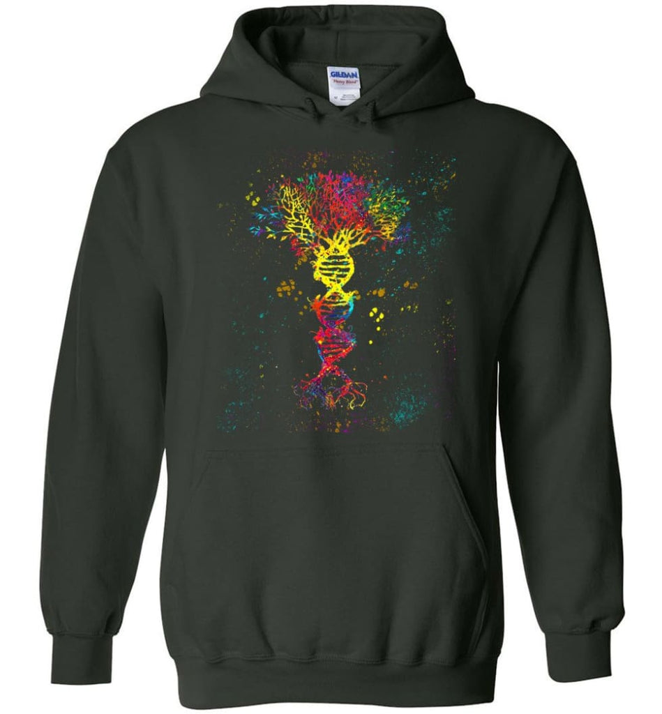 Tree Life Water Color Colorful DNA Tree - Hoodie - Forest Green / M - Hoodie