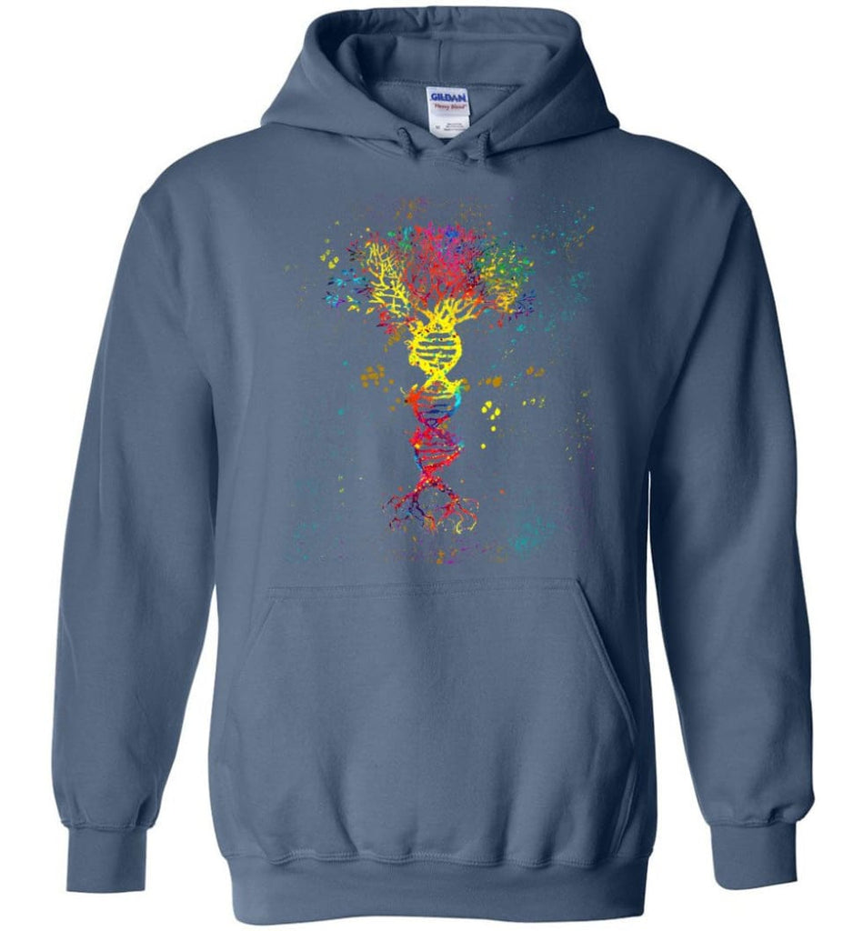 Tree Life Water Color Colorful DNA Tree - Hoodie - Indigo Blue / M - Hoodie