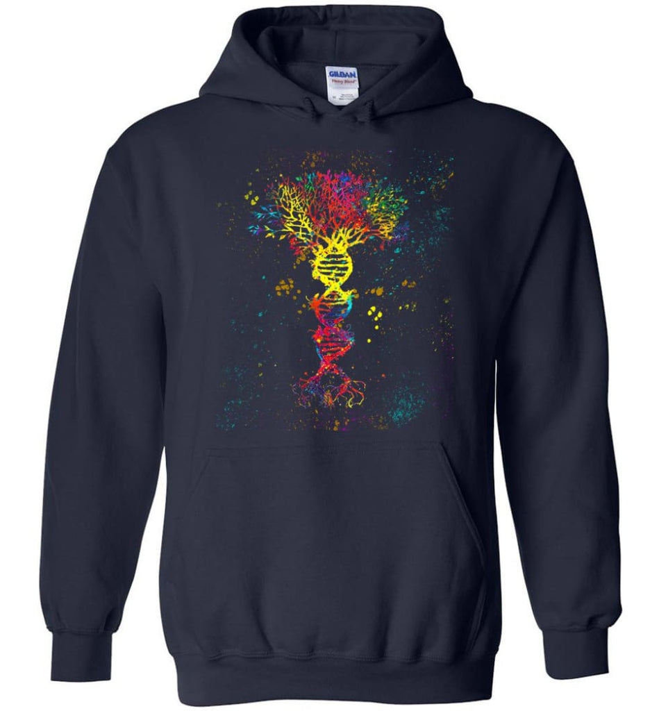 Tree Life Water Color Colorful DNA Tree - Hoodie - Navy / M - Hoodie