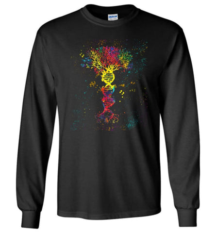 Tree Life Water Color Colorful DNA Tree - Long Sleeve - Black / M - Long Sleeve