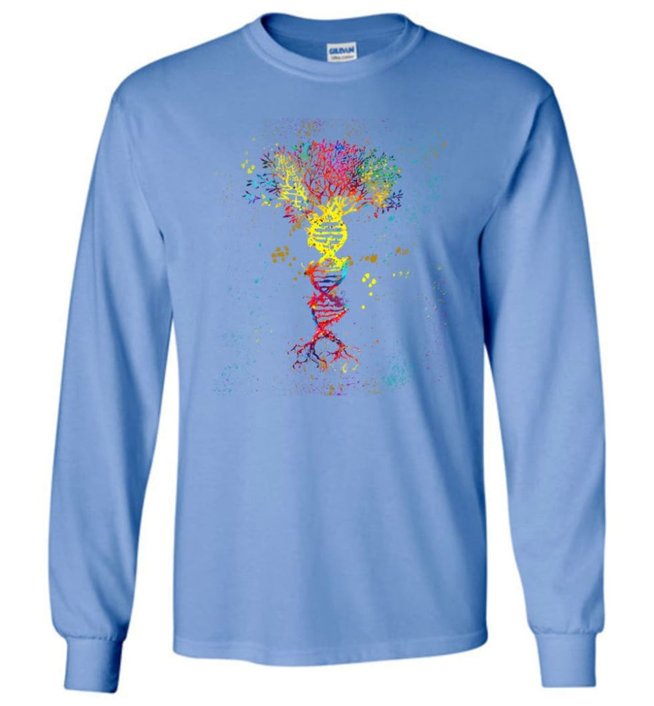 Tree Life Water Color Colorful DNA Tree - Long Sleeve - Carolina Blue / M - Long Sleeve