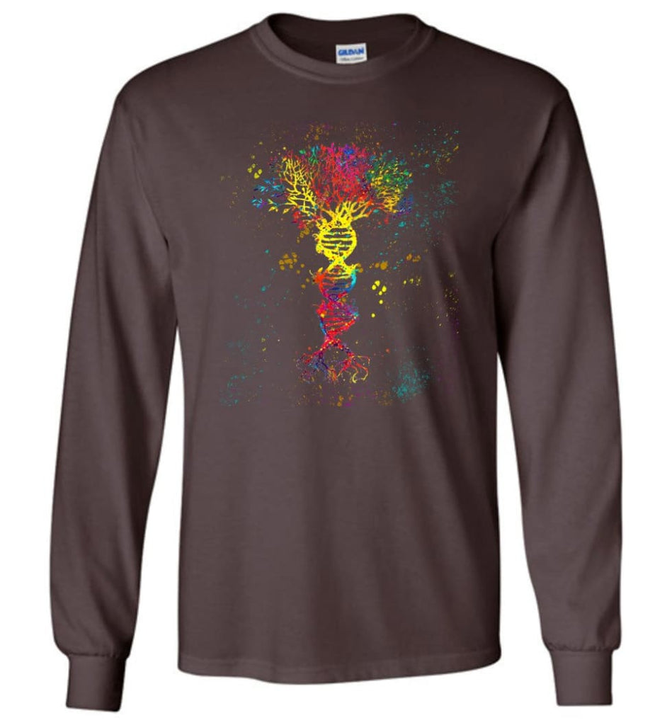 Tree Life Water Color Colorful DNA Tree - Long Sleeve - Dark Chocolate / M - Long Sleeve