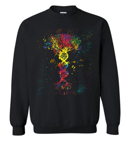 Tree Life Water Color Colorful DNA Tree - Sweatshirt - Black / M - Sweatshirt