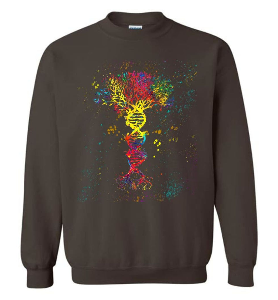 Tree Life Water Color Colorful DNA Tree - Sweatshirt - Dark Chocolate / M - Sweatshirt
