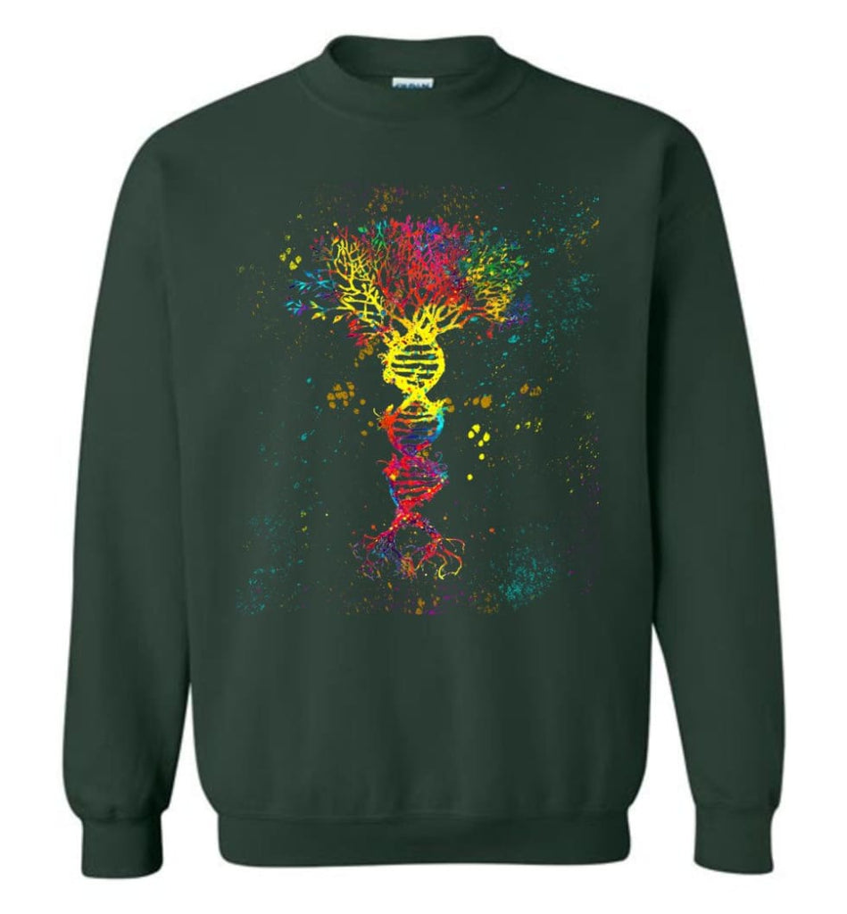 Tree Life Water Color Colorful DNA Tree - Sweatshirt - Forest Green / M - Sweatshirt