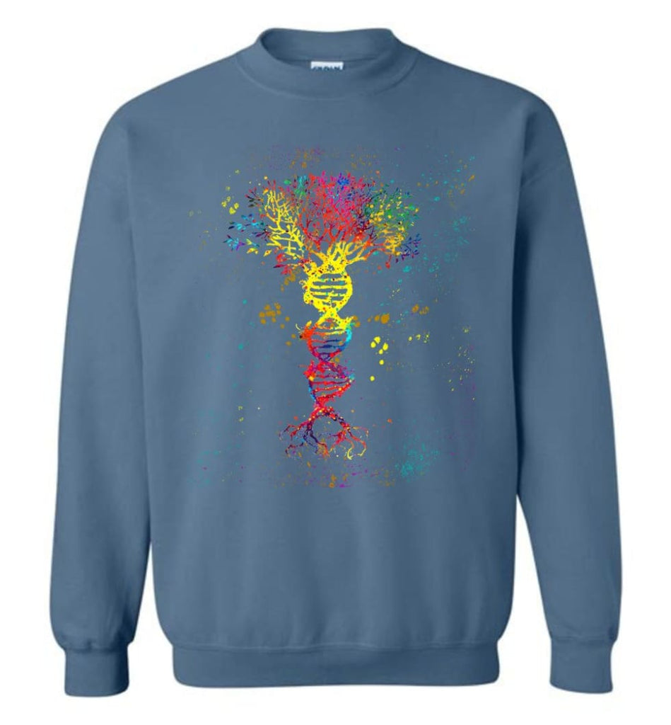 Tree Life Water Color Colorful DNA Tree - Sweatshirt - Indigo Blue / M - Sweatshirt