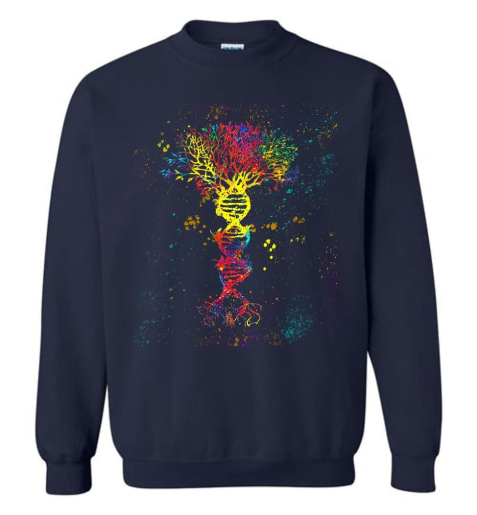 Tree Life Water Color Colorful DNA Tree - Sweatshirt - Navy / M - Sweatshirt