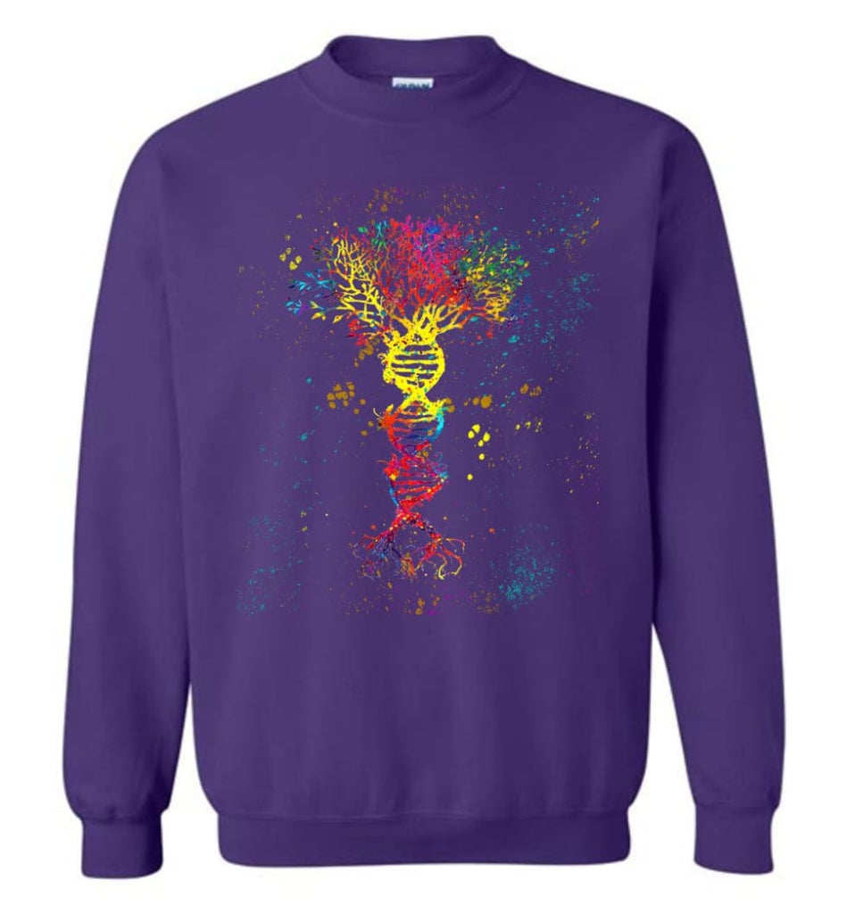 Tree Life Water Color Colorful DNA Tree - Sweatshirt - Purple / M - Sweatshirt