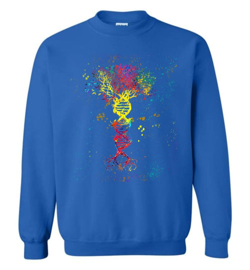 Tree Life Water Color Colorful DNA Tree - Sweatshirt - Royal / M - Sweatshirt