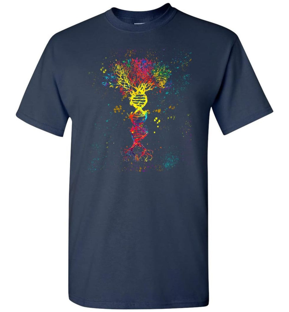 Tree Life Water Color Colorful DNA Tree - T-Shirt - Navy / S - T-Shirt