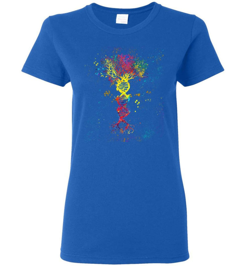 Tree Life Water Color Colorful DNA Tree - Women Tee - Royal / M - Women Tee