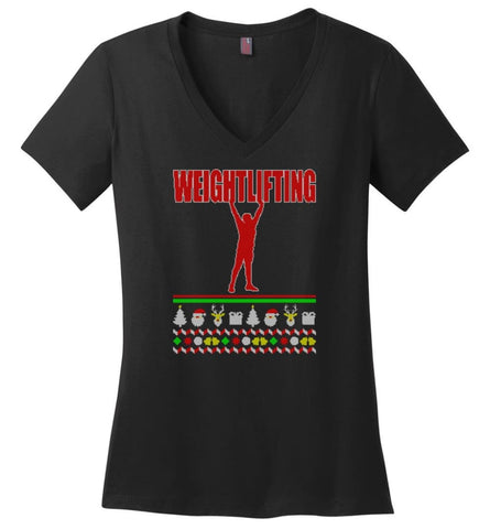 Triathlon Ugly Christmas Sweater Ladies V-Neck - Black / M