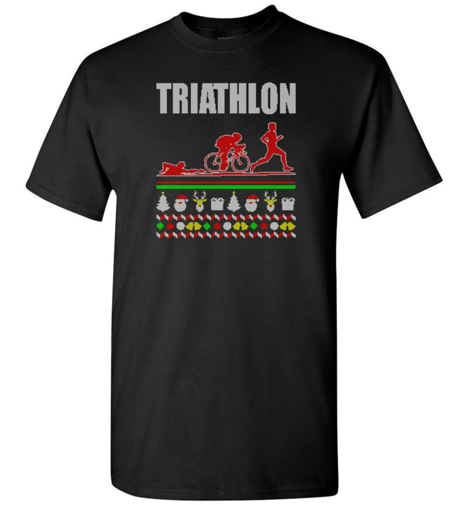 Triathlon Ugly Christmas Sweater - Short Sleeve T-Shirt - Black / S