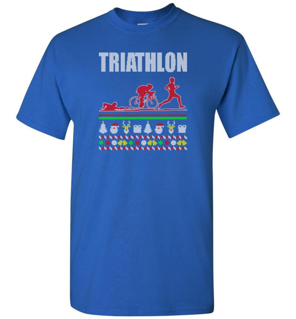Triathlon Ugly Christmas Sweater - Short Sleeve T-Shirt - Royal / S