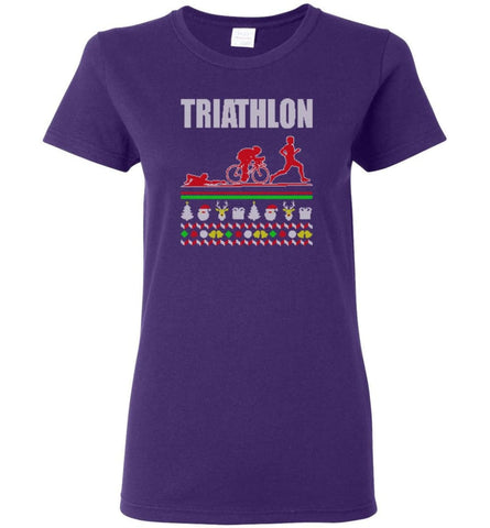 Triathlon Ugly Christmas Sweater Women Tee - Purple / M