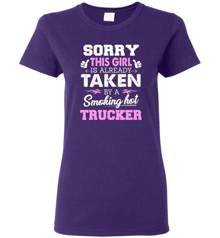 Trucker Shirt Cool Gift for Girlfriend Wife or Lover Women Tee - Purple / M - 8