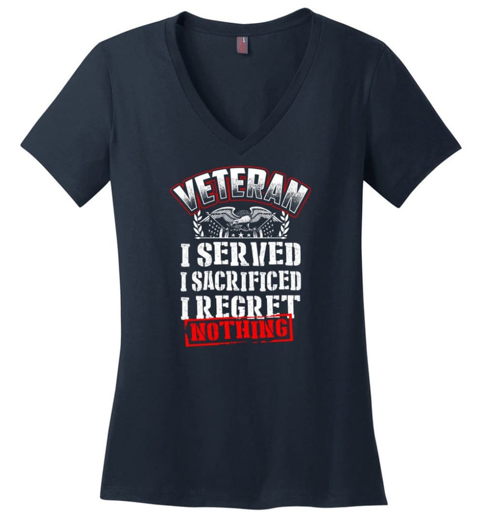 Try Stepping On This Veteran’s Flag T Shirt Ladies V-Neck - Navy / M