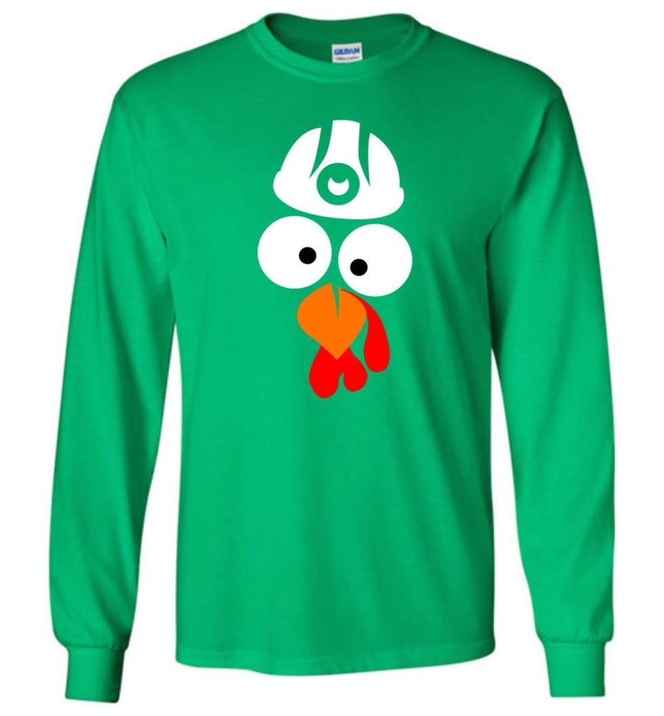 Turkey Face Coal Miners Thanksgiving Gifts Long Sleeve T-Shirt - Irish Green / M