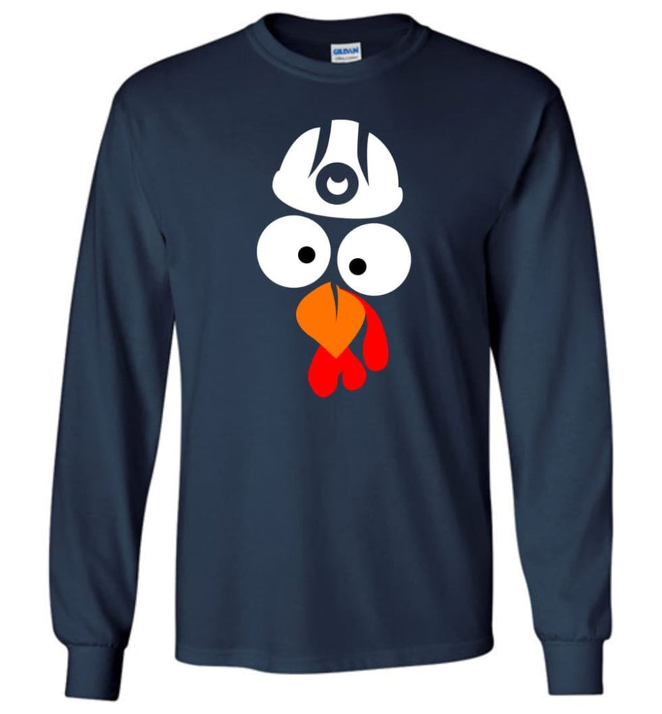 Turkey Face Coal Miners Thanksgiving Gifts Long Sleeve T-Shirt - Navy / M