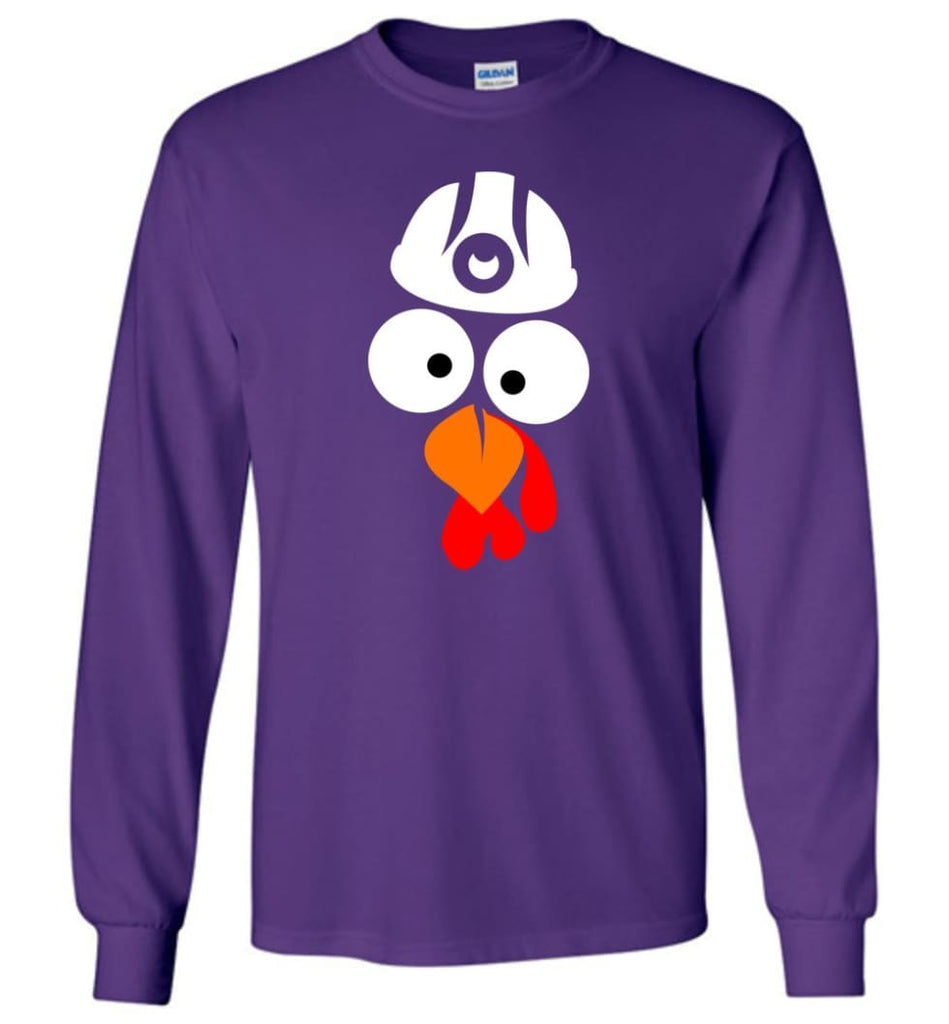 Turkey Face Coal Miners Thanksgiving Gifts Long Sleeve T-Shirt - Purple / M