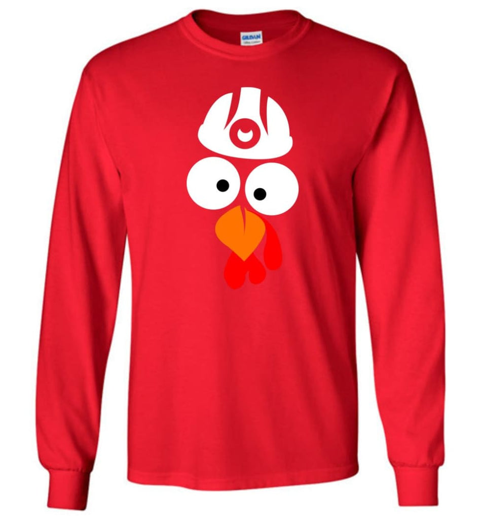 Turkey Face Coal Miners Thanksgiving Gifts Long Sleeve T-Shirt - Red / M