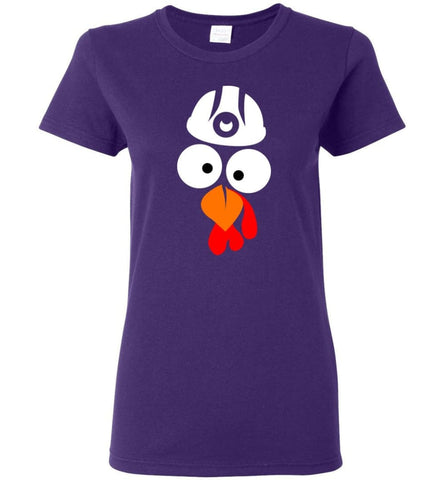 Turkey Face Coal Miners Thanksgiving Gifts Women Tee - Purple / M