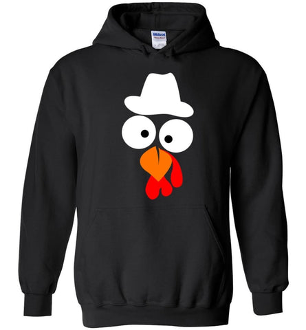 Turkey Face Cowboy Thanksgiving Gifts Hoodie - Black / M