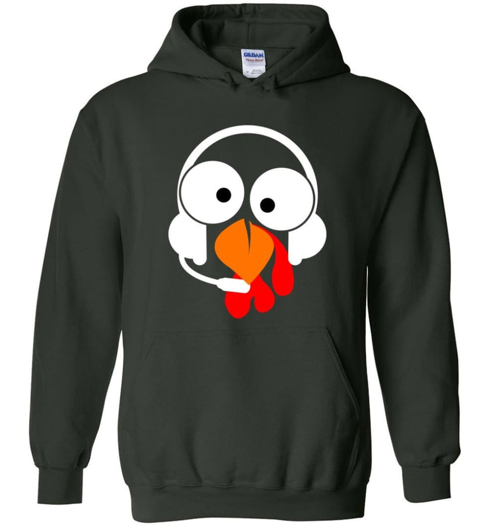 Turkey Face Dispatcher Thanksgiving Gifts Hoodie - Forest Green / M