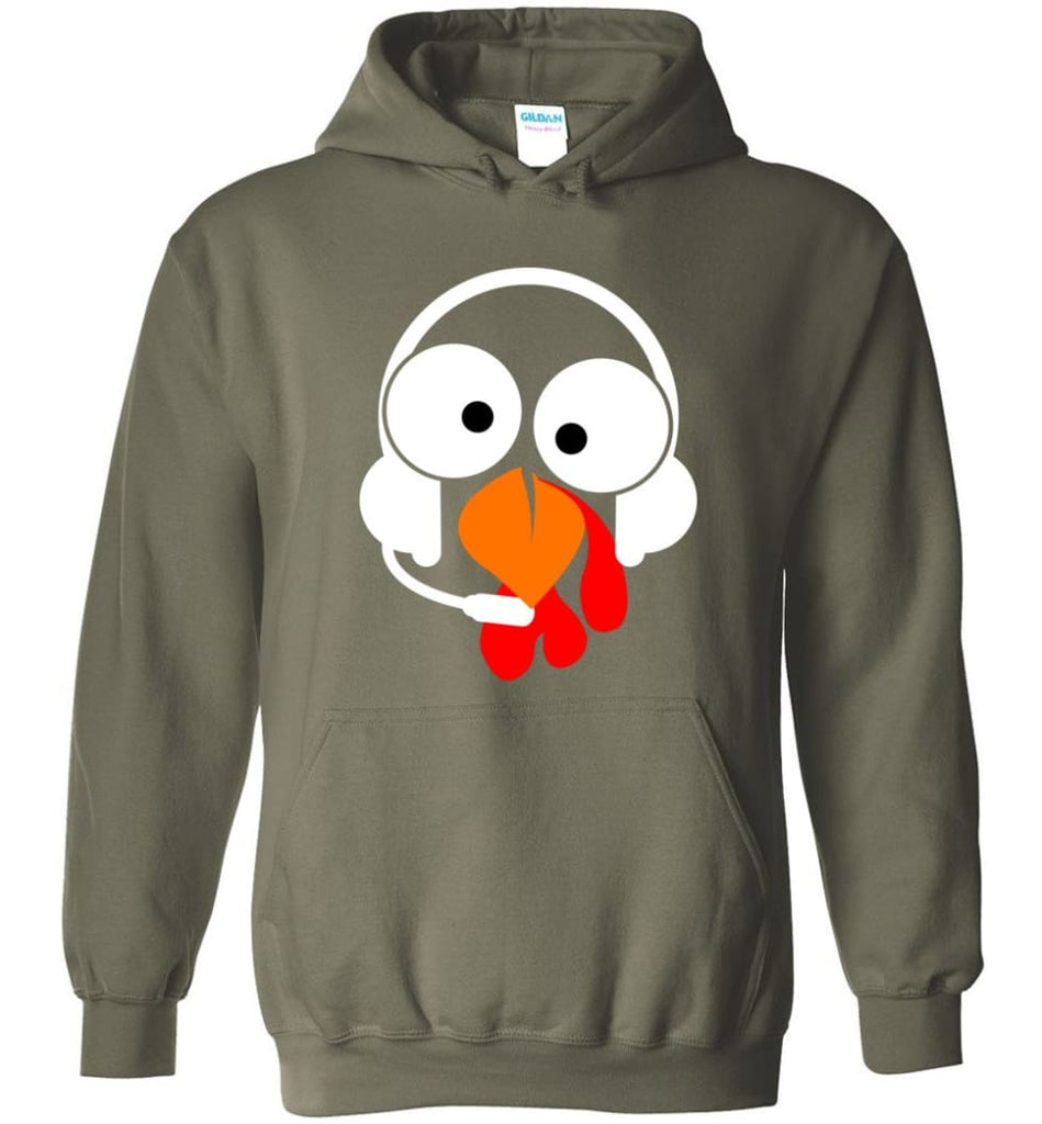 Turkey Face Dispatcher Thanksgiving Gifts Hoodie - Military Green / M