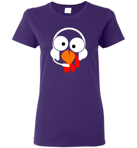 Turkey Face Dispatcher Thanksgiving Gifts Women Tee - Purple / M