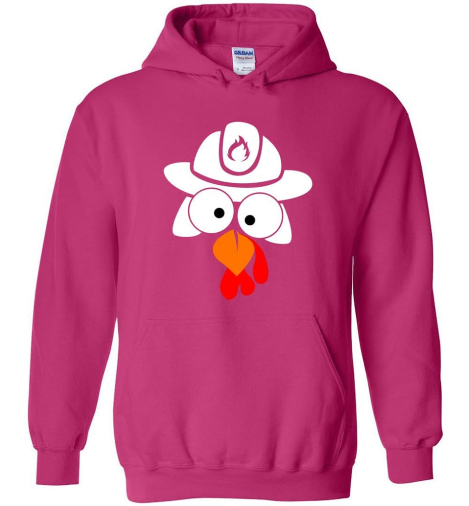 Turkey Face Firefighter Thanksgiving Gifts Hoodie - Heliconia / M