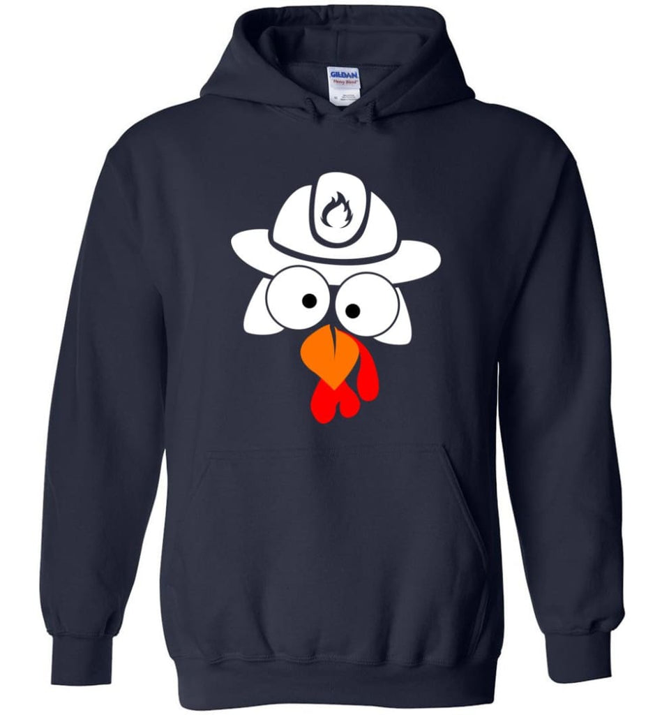 Turkey Face Firefighter Thanksgiving Gifts Hoodie - Navy / M