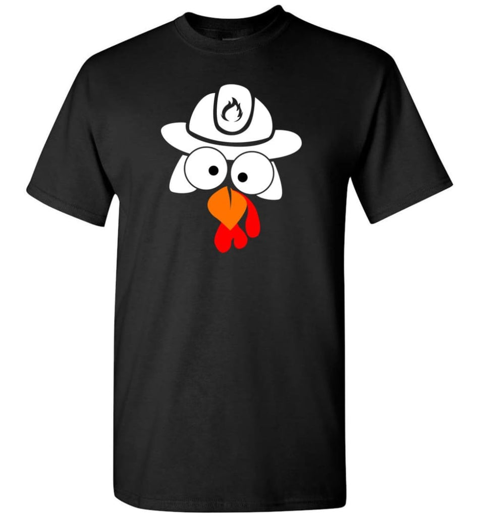Turkey Face Firefighter Thanksgiving Gifts T-Shirt - Black / S