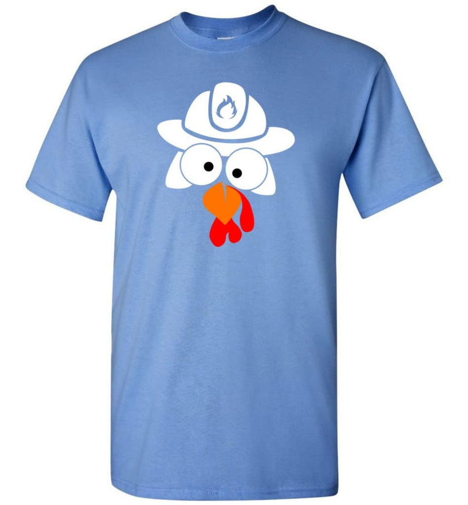 Turkey Face Firefighter Thanksgiving Gifts T-Shirt - Carolina Blue / S
