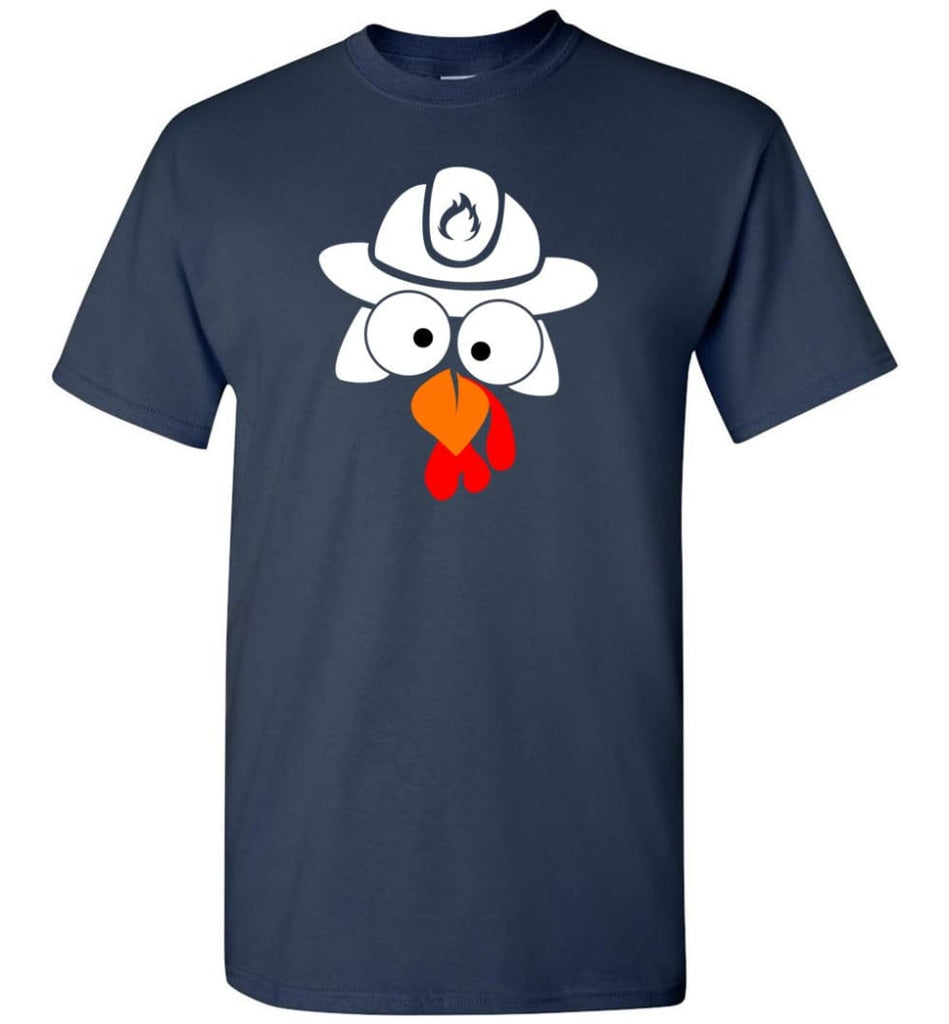 Turkey Face Firefighter Thanksgiving Gifts T-Shirt - Navy / S