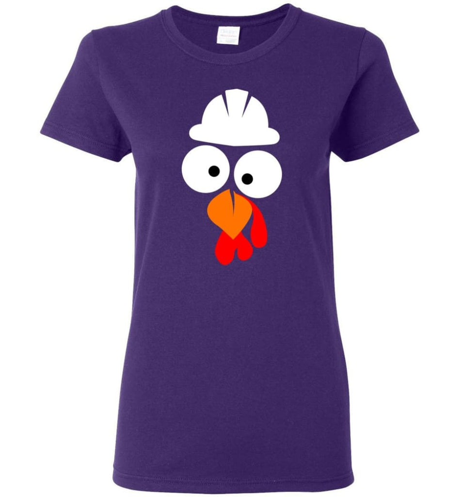 Turkey Face Ironworker Thanksgiving Gifts Women Tee - Purple / M