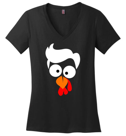 Turkey Face Lawyer Thanksgiving Gifts Ladies V-Neck - Black / M